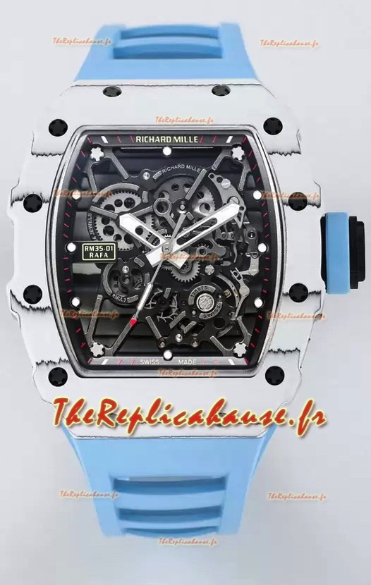 Richard Mille RM35-01 Rafael Nadal - Montre Super Clone Tourbillon Véritable - Boîtier en Fibre de Carbone