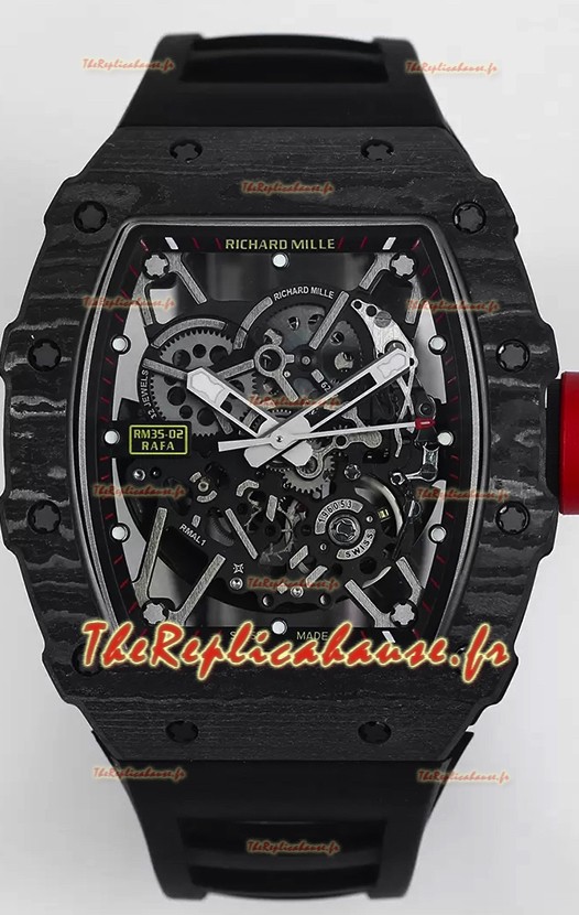 Richard Mille RM35-02 Rafael Nadal - Montre Super Clone Tourbillon Véritable - Boîtier en Fibre de Carbone