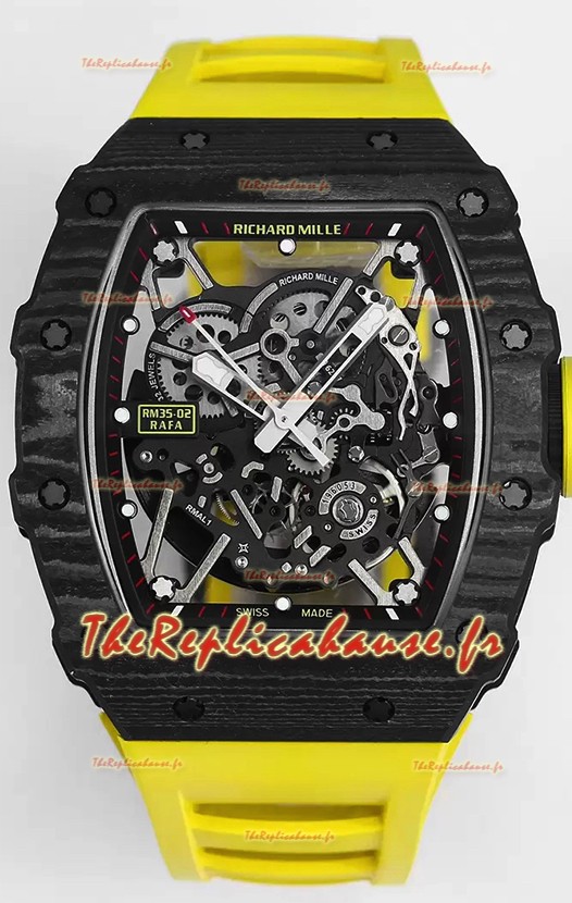 Richard Mille RM35-02 Rafael Nadal - Boîtier en fibre de carbone avec Tourbillon Véritable - Montre Super Clone