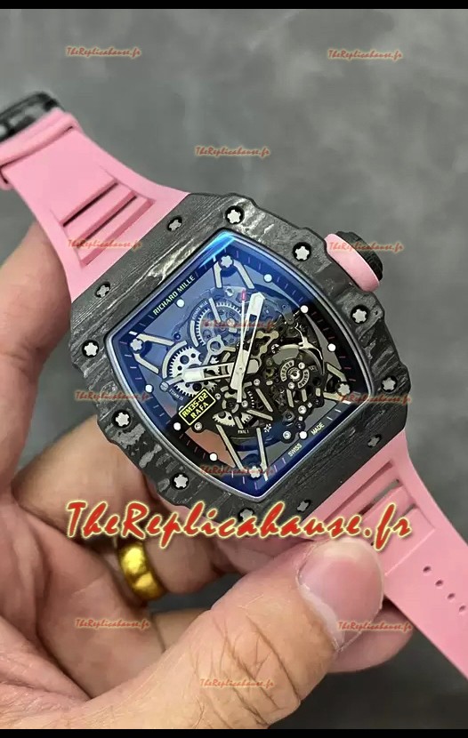 Richard Mille RM35-02 Rafael Nadal Boîtier en fibre de carbone avec Tourbillon Véritable Montre Super Clone