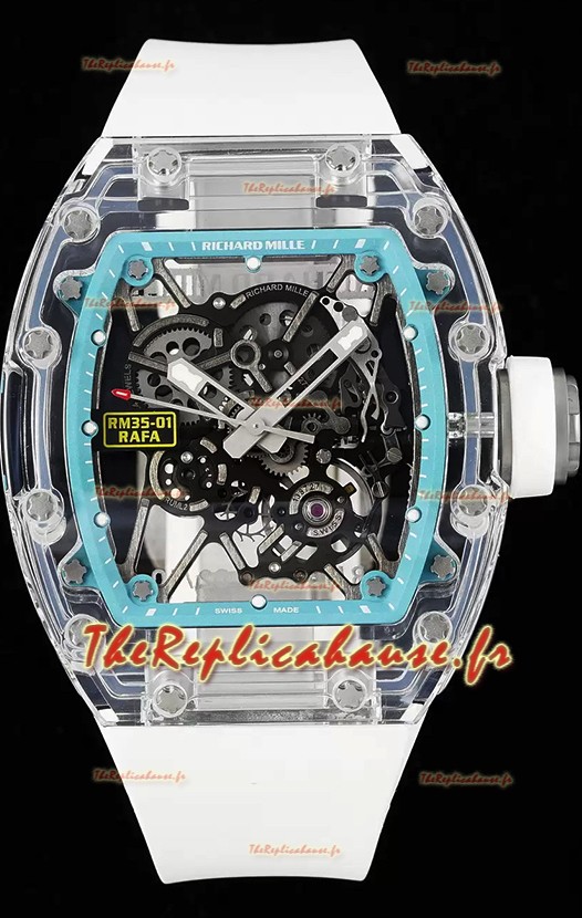 Richard Mille RM35-01 Rafael Nadal Boîtier saphir transparent avec Tourbillon Véritable Montre Super Clone