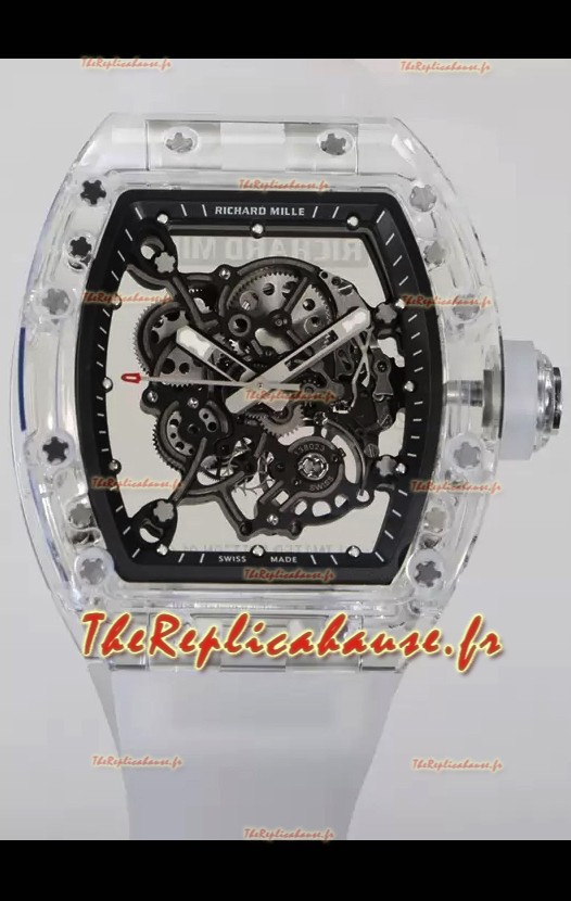 Richard Mille RM055 Boîtier en saphirs transparents avec montre Tourbillon Super Clone Véritable