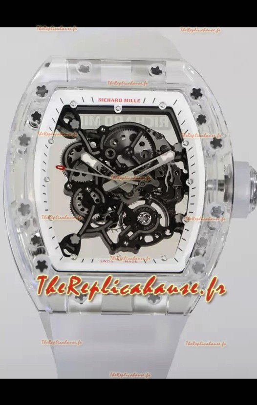 Richard Mille RM055 Boîtier en saphirs transparents avec Tourbillon Véritable Montre Super Clone