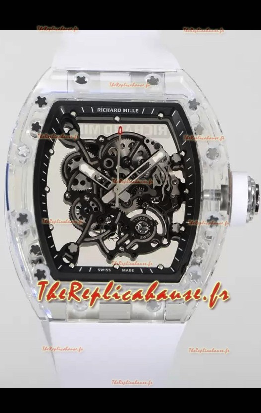 Richard Mille RM055 Boîtier en saphirs transparents avec montre Tourbillon Super Clone Véritable