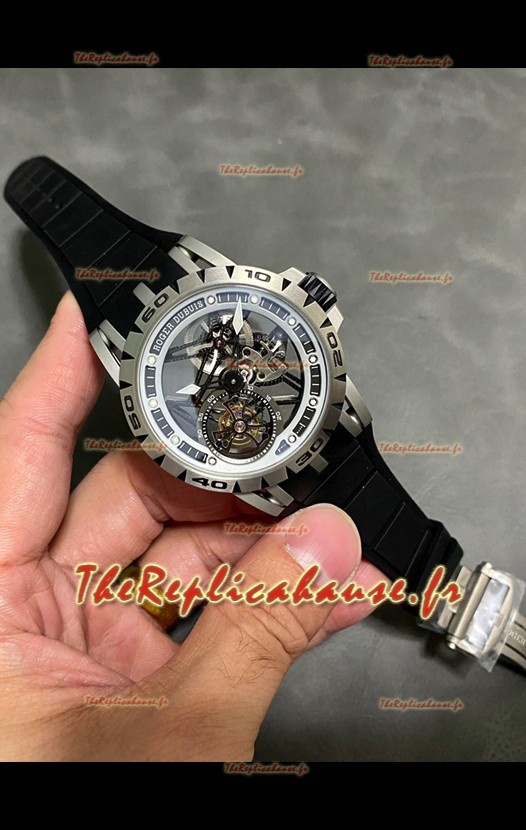 Roger Dubuis Super Clone Excalibur Spider Flying Tourbillon Skeleton Boîtier Titane 45MM