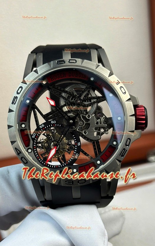 Roger Dubuis Super Clone Excalibur Spider Flying Tourbillon Skeleton Boîtier Titane 45MM