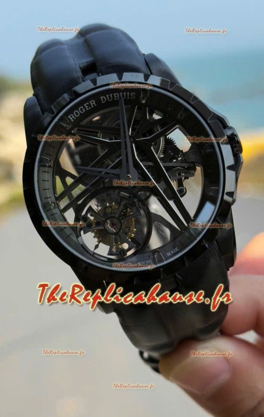 Roger Dubuis Super Clone Excalibur Spider Flying Tourbillon Skeleton Boîtier Titane 42MM