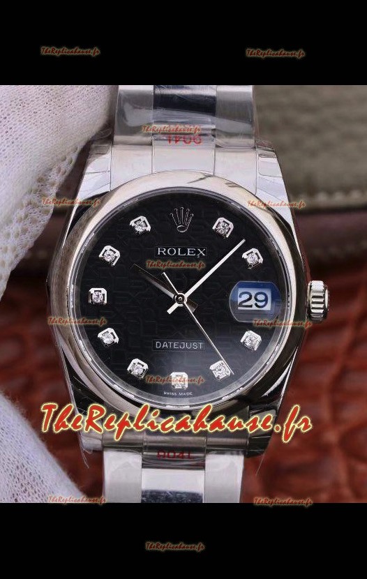Montre Rolex Datejust 36MM Mouvement Cal.3135 Réplique Suisse avec boîtier en acier 904L - Cadran noir ordinateur