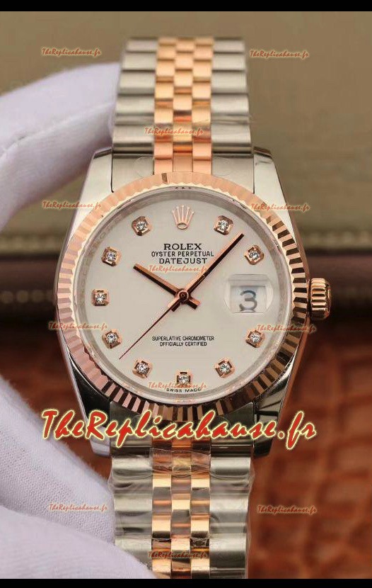 Montre Rolex Datejust 36MM Cal.3135 Mouvement Réplique Suisse Montre en acier 904L boîtier bicolore 
