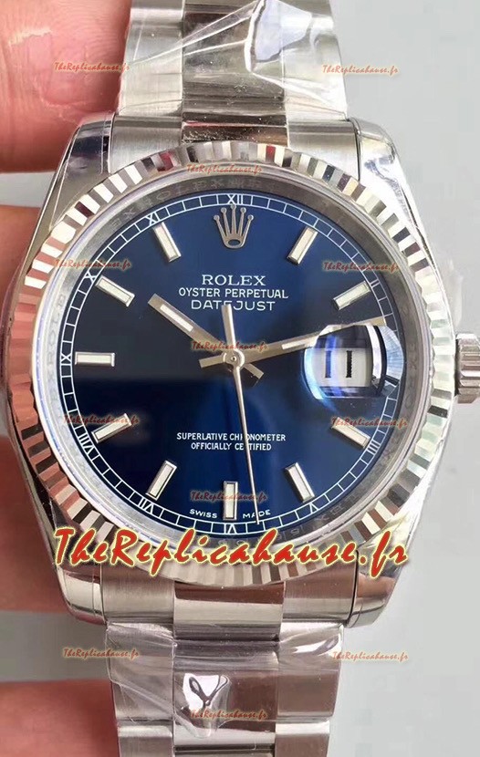 Montre Rolex Datejust 36MM Mouvement Cal.3135 Réplique Suisse avec boîtier en acier 904L et cadran noir