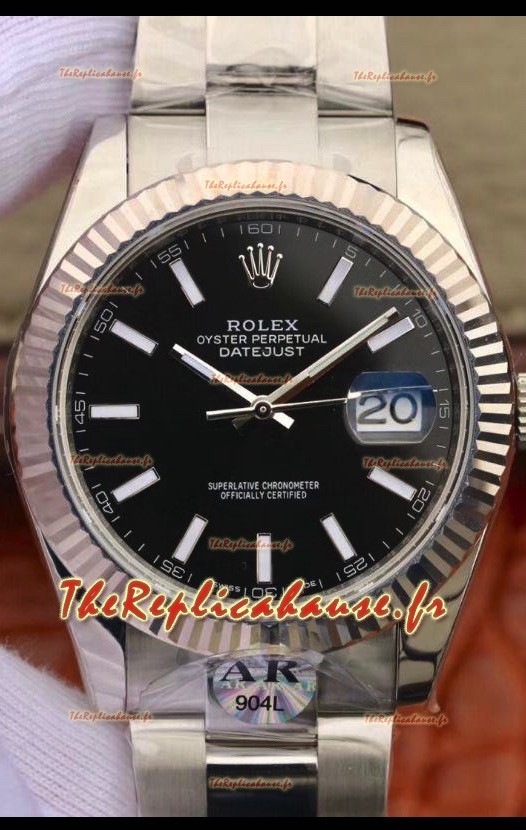 Montre Rolex Datejust 41MM Mouvement Cal.3135 Réplique Suisse Boîtier en acier 904L Cadran noir