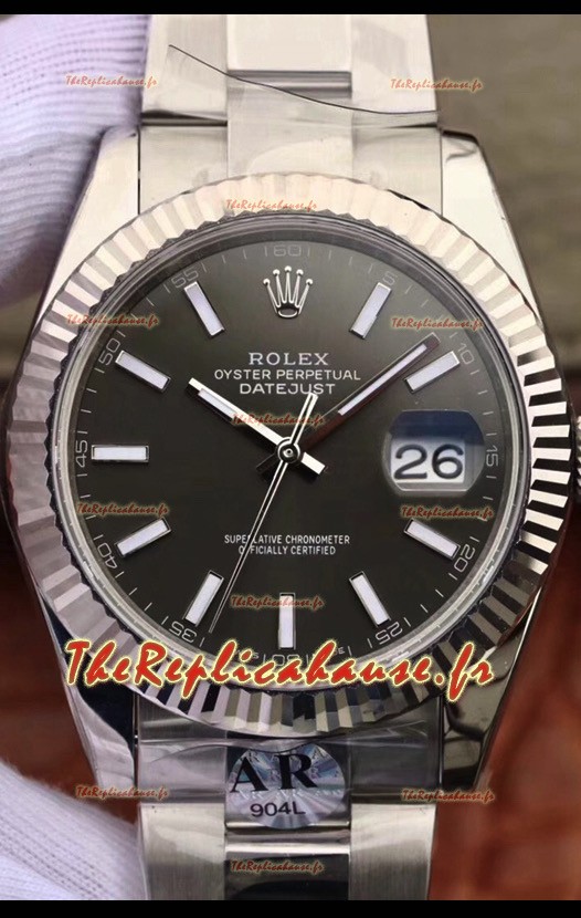 Montre Rolex Datejust 41MM Mouvement Cal.3135 Réplique Suisse avec boîtier en acier 904L et cadran gris