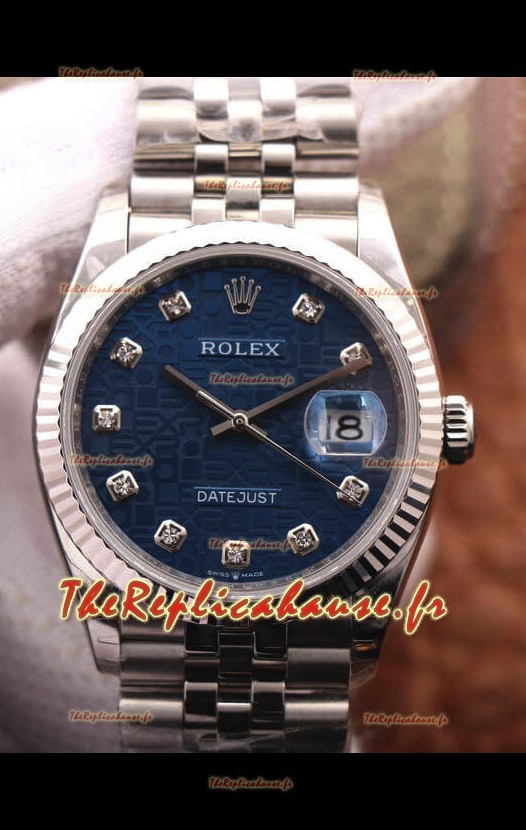 Montre Rolex Datejust 36MM Cal.3135 Mouvement Réplique Suisse Montre en acier 904L Cadran bleu ordinateur 