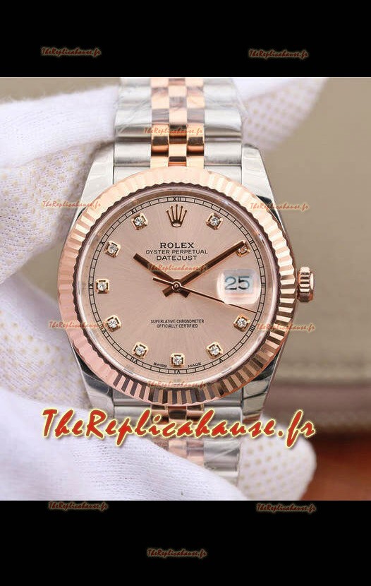 Montre Rolex Datejust 41MM Mouvement Cal.3135 Réplique Suisse en acier 904L Cadran Champange bicolore