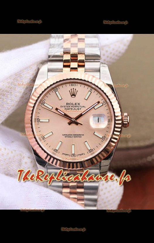 Montre Rolex Datejust 41MM Mouvement Cal.3135 Réplique Suisse en acier 904L Cadran Champange bicolore