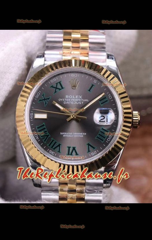 Montre Rolex Datejust 41MM Mouvement Cal.3135 Réplique Suisse en acier 904L Cadran gris bicolore 