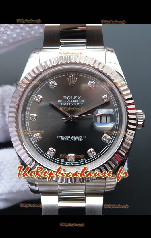 Montre Rolex Datejust 41MM Mouvement Cal.3135 Réplique Suisse en acier 904L Cadran gris perle 