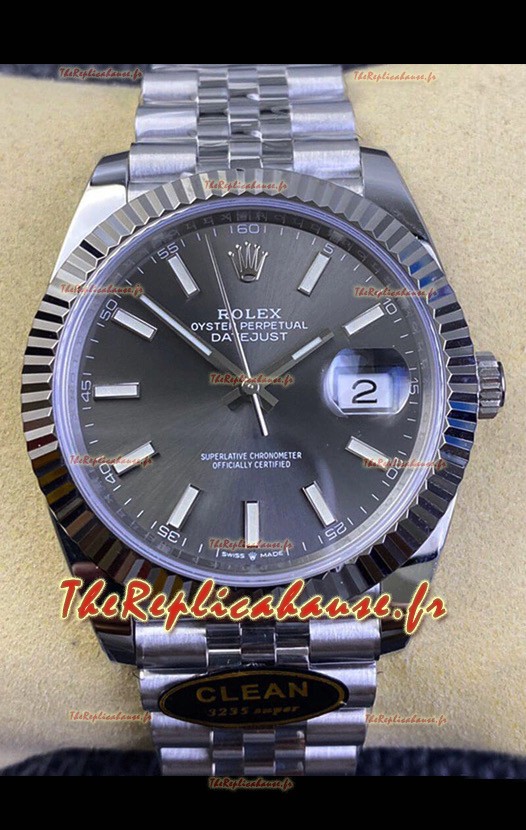 Montre Rolex Datejust 41MM Mouvement Cal.3135 Réplique Suisse en 904L cadran gris