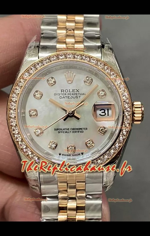 Rolex Datejust Super Clone Cadran en nacre Montre en or rose bicolore 28 mm