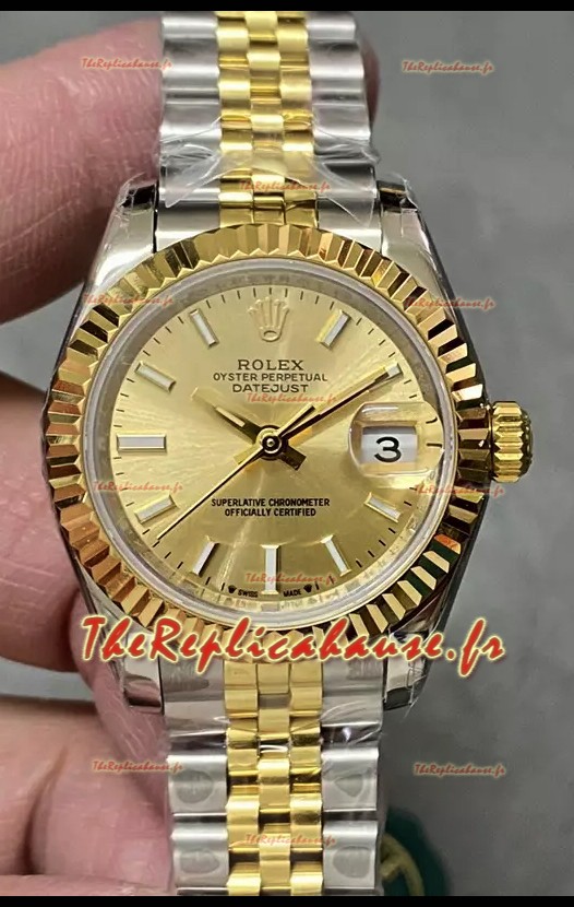 Rolex Datejust Super Clone Cadran Or Bicolore Or Jaune et Or Rose 28 mm
