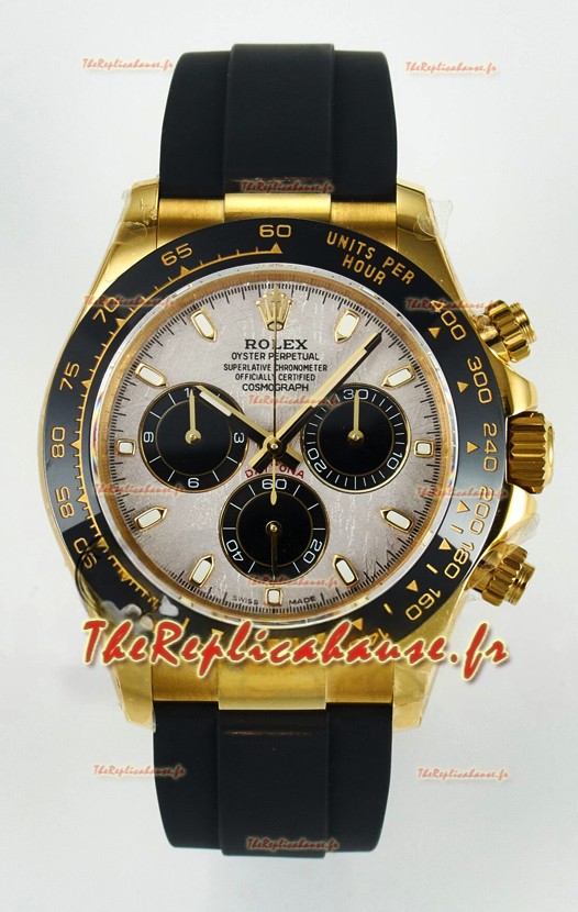 Rolex Daytona Super Clone 116518 Or Jaune Cadran Météorite Mouvement Cal.4130 d'origine
