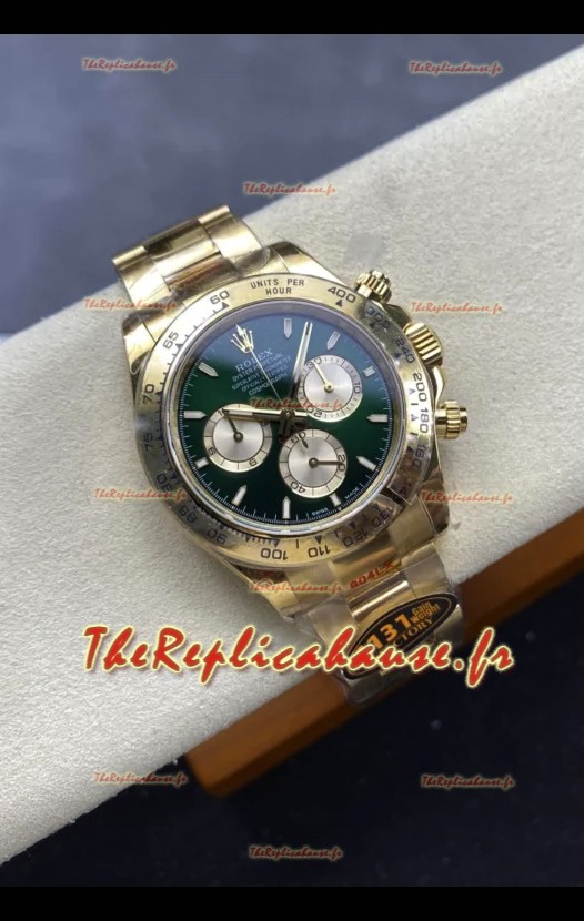 Montre Rolex Daytona Super Clone M116505 en or rose, cadran vert, mouvement Cal. 4131 d'origine, acier 904L