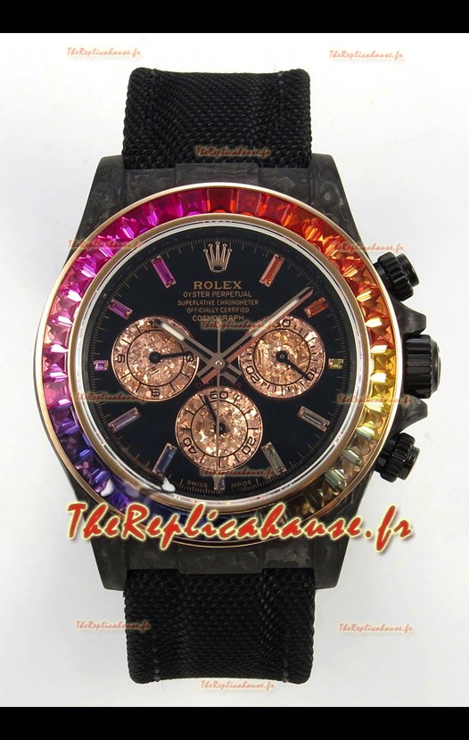 Montre Rolex Daytona DiW Carbon Edition - Boîtier en carbone forgé, réplique miroir 1:1