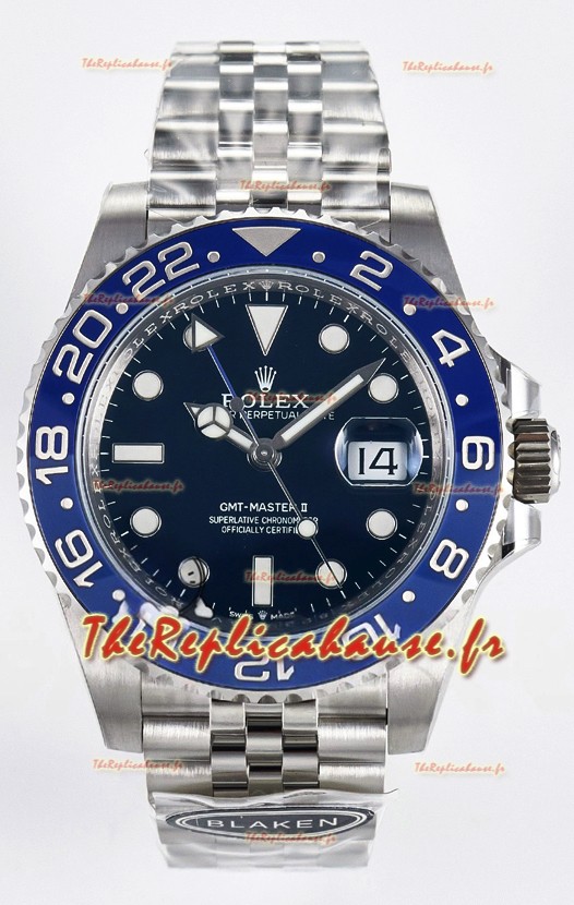  Montre Rolex GMT Master II Super Clone 126716 « Blaken » en acier 904L avec cadran bleu