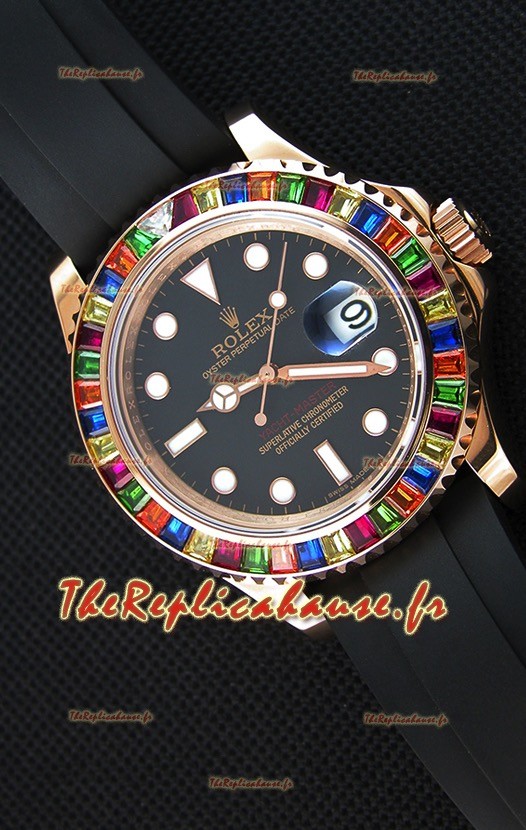 Montre Rolex Yachtmaster 116695 Everose Gold Diamonds Répliquée à l’identique 1:1