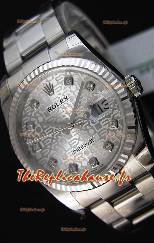 Montre Rolex Datejust 36 mm Cal.3135 Mouvement Suisse à Cadran en acier blanc Répliquée