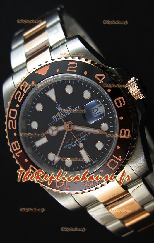 Montre Rolex GMT Masters II 126711CHNR Everose Gold Etui en acier Oyster Suisse Répliquée à l’identique 1:1