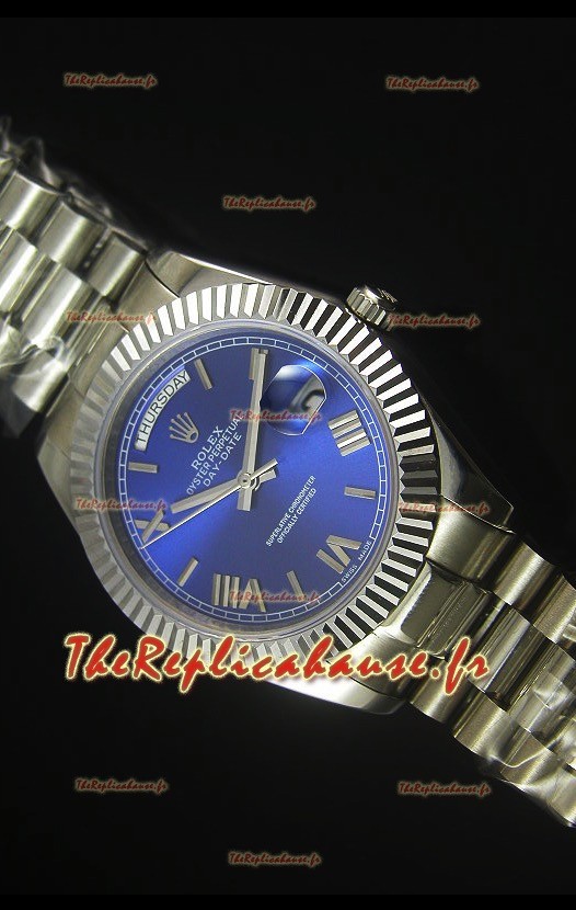 Reproduction de Montre avec Cadran Bleu Foncé Rolex Day Date 40MM – Mouvement Suisse 3255 