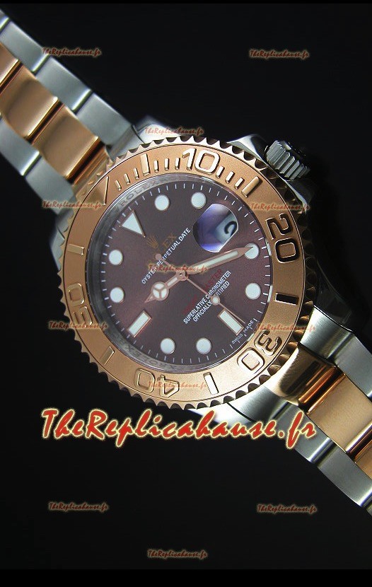Cadran Gris Or Rose Deux Tons Rolex Yachtmaster 1:1 Reproduction de Montre Suisse 