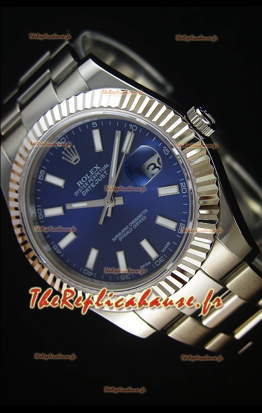 Rolex Datejust II 41MM avec Mouvement Cal.3136 Montre Réplique Suisse avec Cadran Bleu Marine