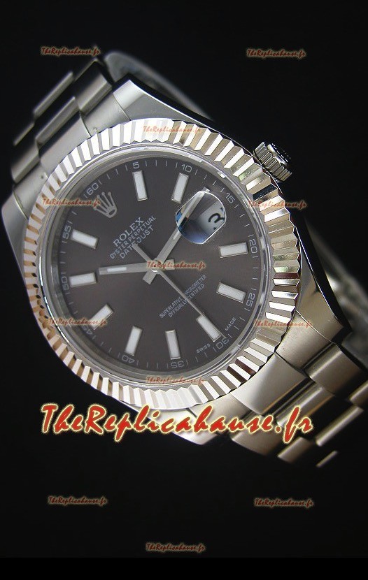 Rolex Datejust II 41MM avec Mouvement Cal.3136 Montre Réplique Suisse en Cadran Gris avec Marqueurs de bâton
