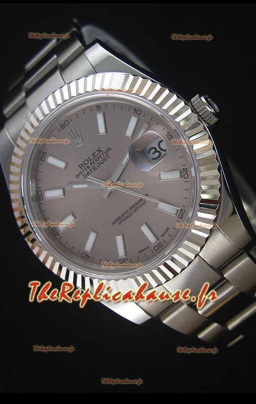 Rolex Datejust II 41MM avec Mouvement Cal.3136 Montre Réplique Suisse en Cadran Gris avec Marqueurs de bâton