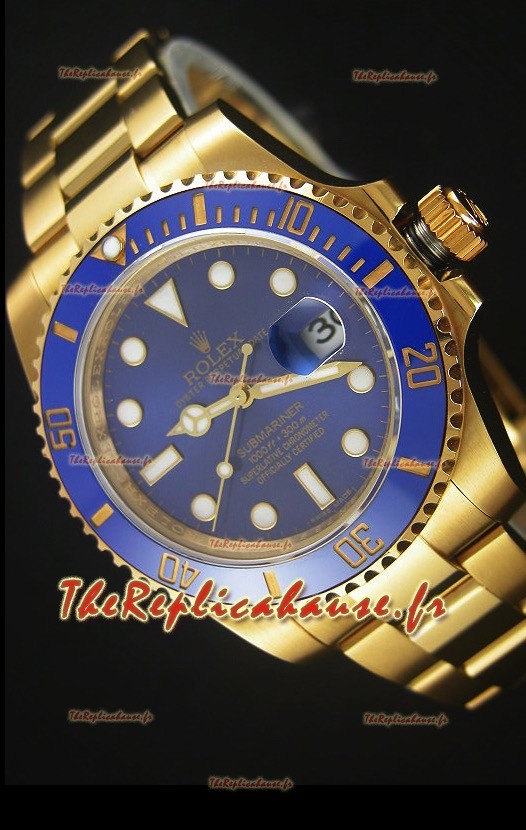 Rolex Submariner 16618 Montre Réplique 1:1 en Or avec Cadran céramique et Mouvement Suisse 3135