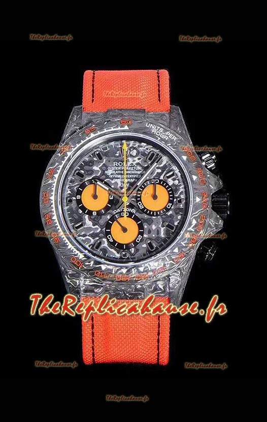 Rolex Daytona DiW Boîtier de cabine forgé 1:1 Réplique du miroir Cadran noir en carbone