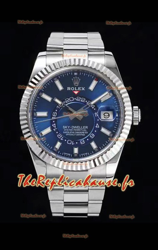Rolex Sky-Dweller REF# 326934 Montre à cadran bleu dans un boîtier en acier 904L Réplique 1:1