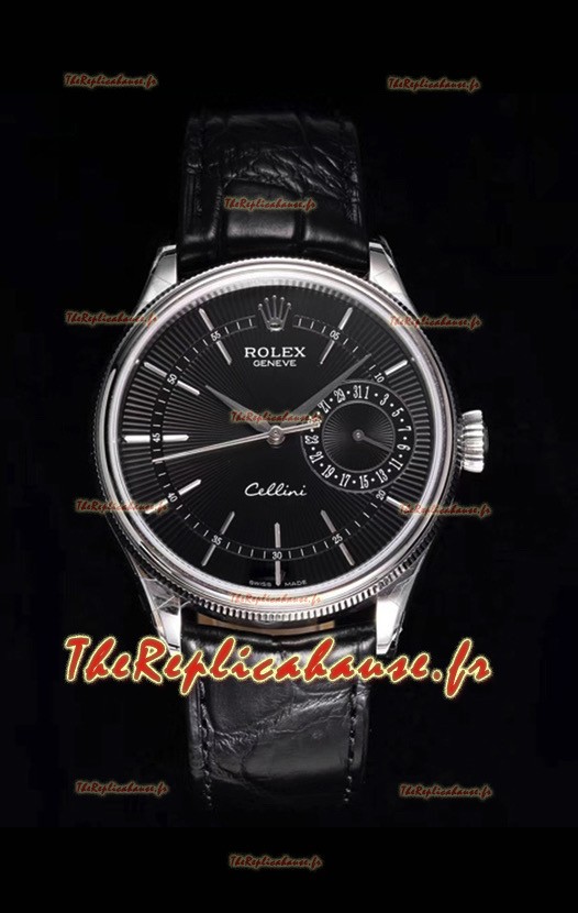 Rolex Cellini Date Ref#50519 Réplique 1:1 Miroir 904L Montre en acier cadran noir