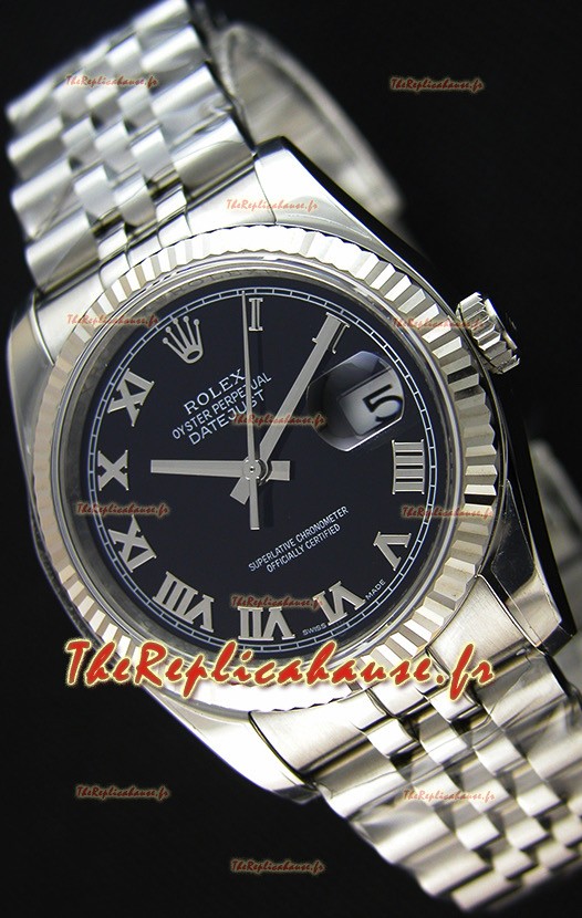 Réplique de montre Rolex Datejust Japanese - Cadran noir en 36MM avec bracelet jubilé