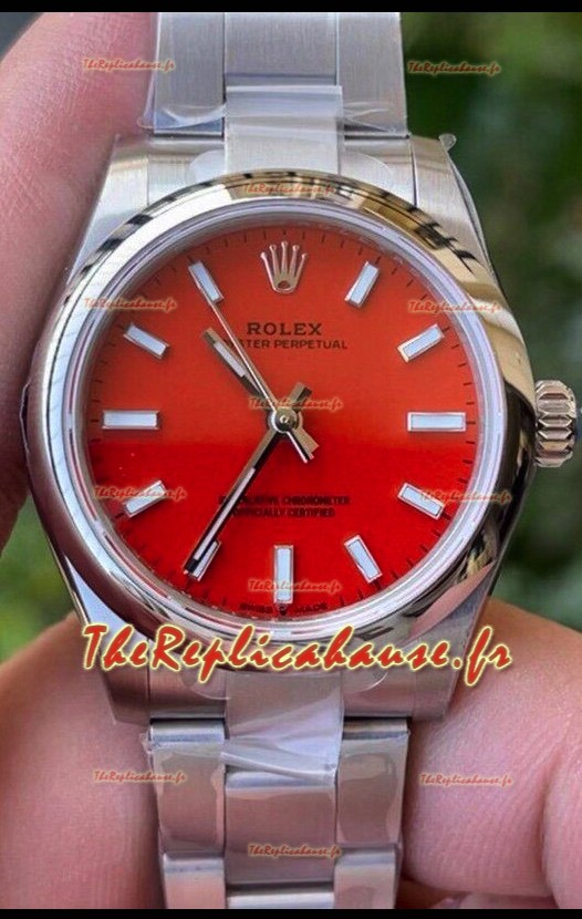 Rolex Oyster Perpetual REF#277200 31MM Mouvement suisse Réplique Suisse Cadran rouge Acier 904L Réplique Miroir 1:1