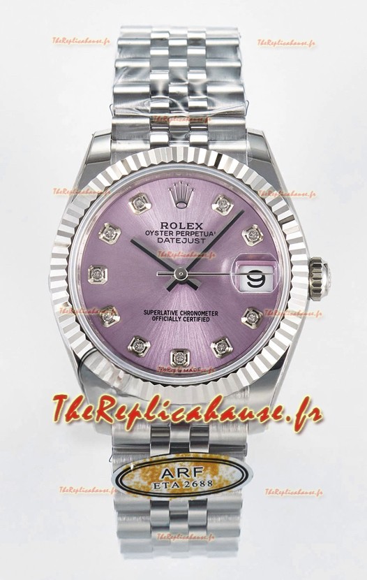 Montre Rolex Super Clone Datejust ETA 2688 Mouvement 31MM Boîtier acier inoxydable Cadran rose