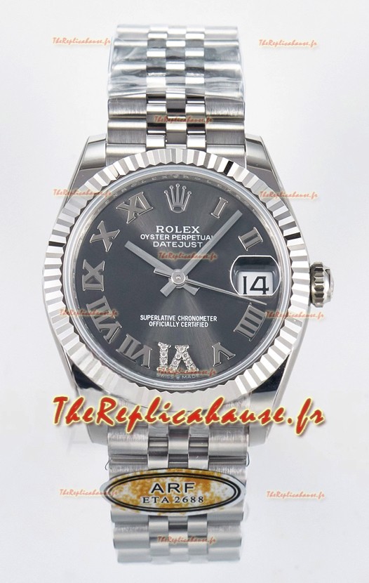 Montre Rolex Super Clone Datejust Mouvement ETA 2688 Boîtier acier inoxydable 31MM Cadran gris