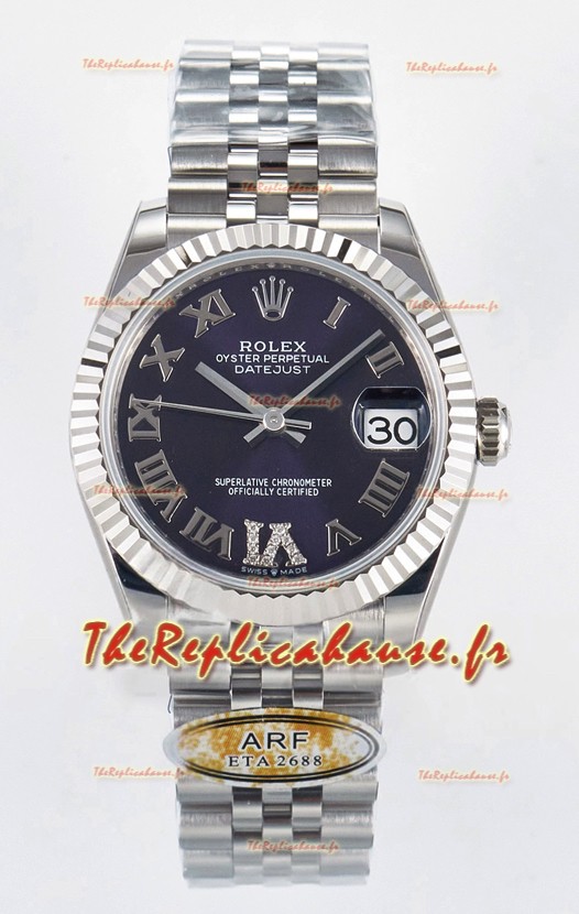 Montre Rolex Super Clone Datejust ETA 2688 Mouvement 31MM Acier inoxydable Cadran romain violet 