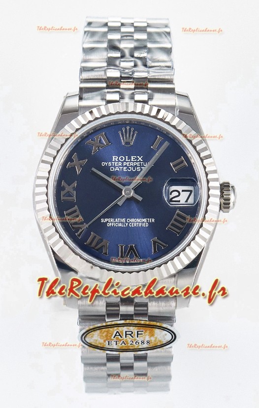 Montre Rolex Super Clone Datejust ETA 2688 Mouvement 31MM Acier inoxydable Cadran romain bleu 