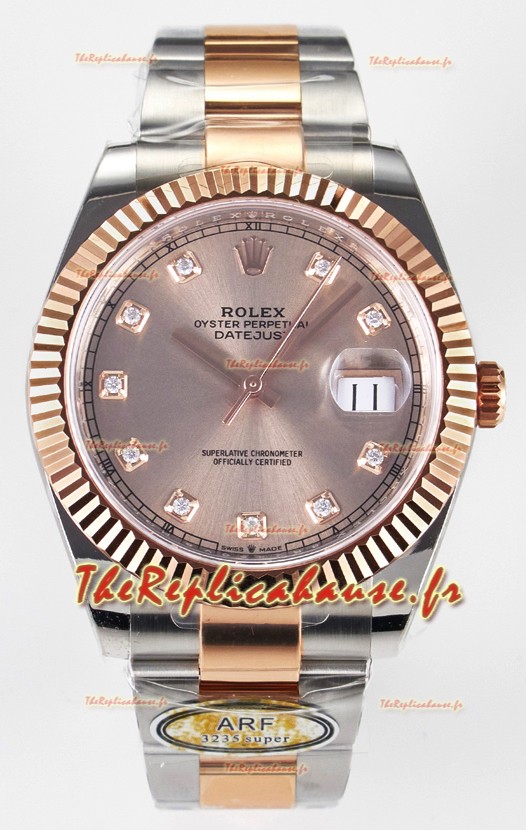 Rolex Super Clone Datejust ETA 3235 Mouvement 41MM Cadran champagne plaqué or rose bicolore