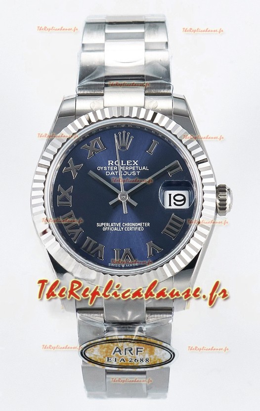 Montre Rolex Super Clone Datejust ETA 2688 Mouvement 31MM Acier inoxydable Cadran bleu romain 