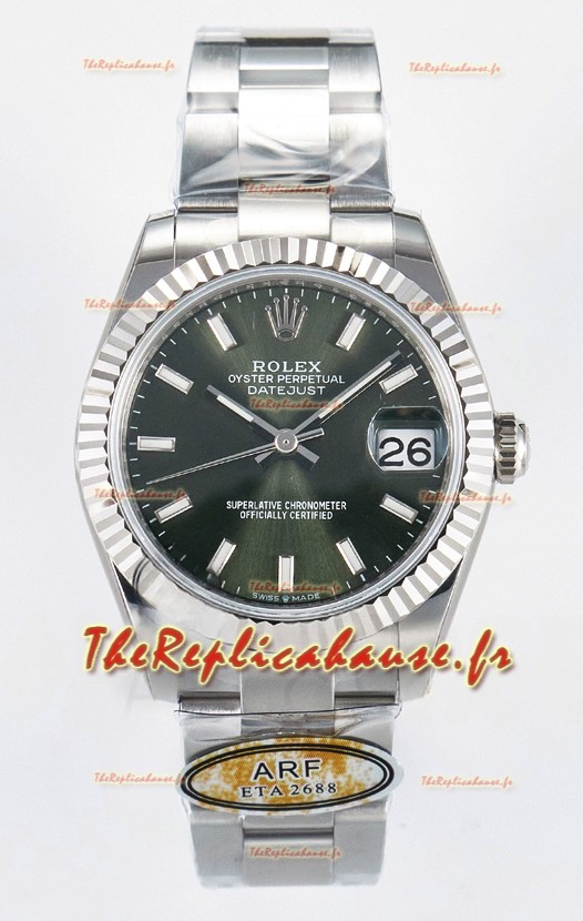 Montre Rolex Super Clone Datejust Mouvement ETA 2688 Boîtier acier inoxydable 31MM Cadran vert