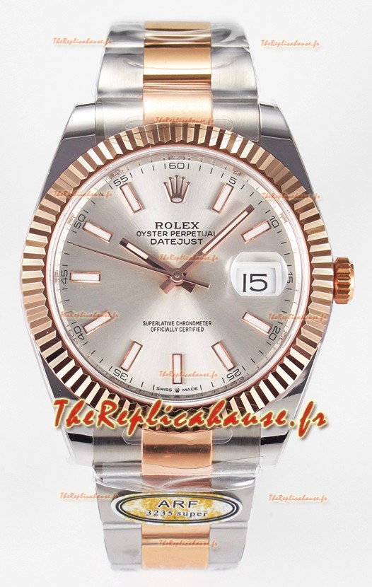 Rolex Super Clone Datejust ETA 3235 Mouvement 41MM Cadran acier plaqué or rose bicolore
